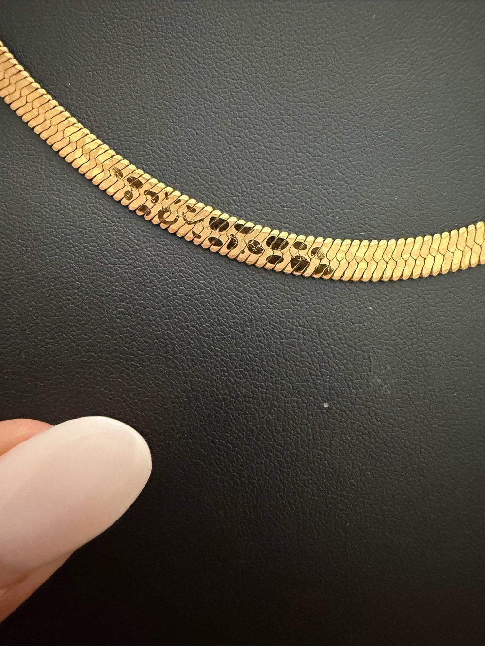 Gold Leopard Print Herringbone Necklace-Double-sided
